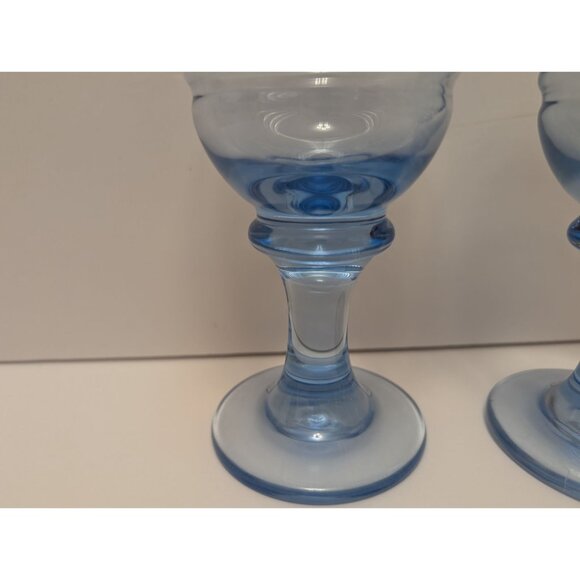 Vintage Libbey Sirrus Blue Ribbed Glass Goblets Set Of 2 - Picture 2 of 7